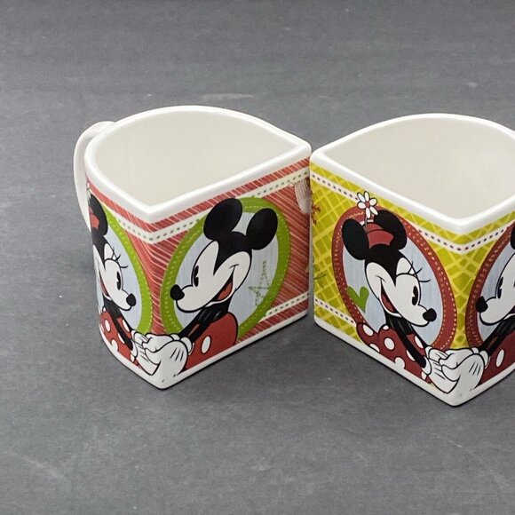 Disney Mugs Mickey And Minnie‎ Mouse Half Moon Set Of 2 Christmas 2011 - Picture 2 of 16